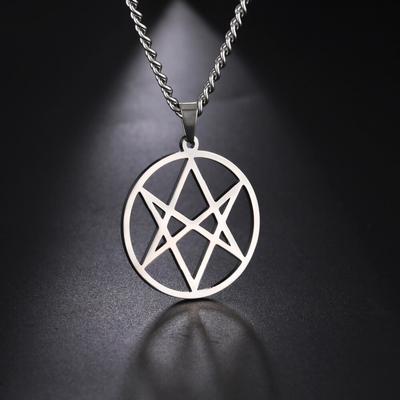 Vintage Thelema Unicursal Hexagramm Symbol Anhänger Halskette Edelstahl Emblem Amulett Talisman Crowley Zeichen Schmuck
