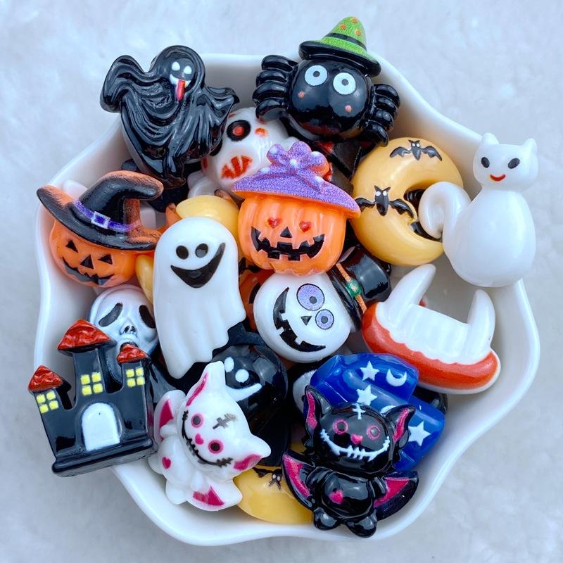 20Pcs New Cute Resin Mini Little Halloween Collection Series Flat Back Manicure Parts Embellishments For Hair Bows Accessories