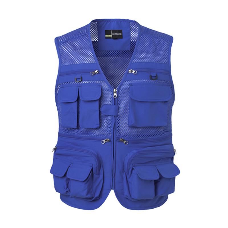Men's Cross-Border Multi-Pocket Mesh Fishing Vest - Plus Size, Lightweight Summer Design