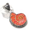 Ammonite Fossil Gemstone 925 Sterling Silver Jewelry Pendant 1.77"
