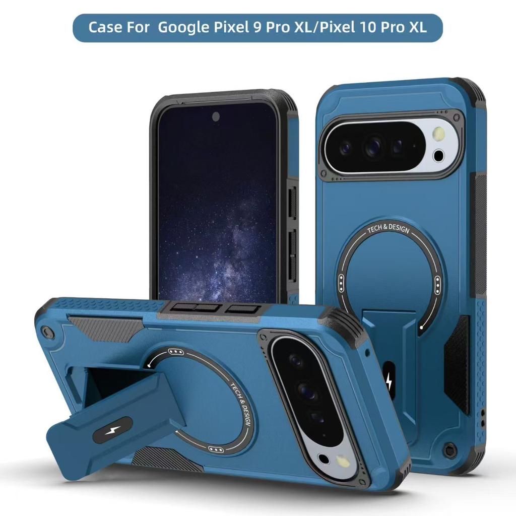 Armor Heavy-Duty Anti-Drop Magnetic Stand Phone Case For Google Pixel 10 9 10 Pro XL 9 Pro XL For Magsafe Wireless Charge Cover