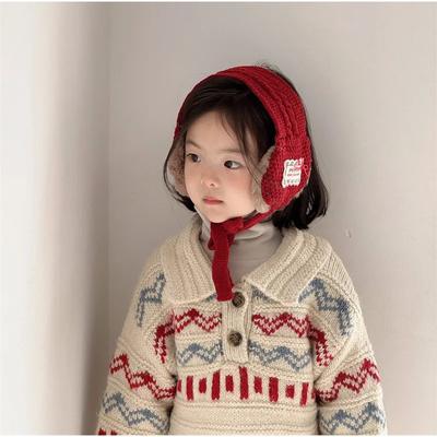 Koreanische Mode Kinder Ohrenschützer Winter Neu Ins Mädchen Spitze zum Binden Gestrickt Verdicken Warm Haar Ohrenschützer Weicher Baby Ohrwärmer Stirnband