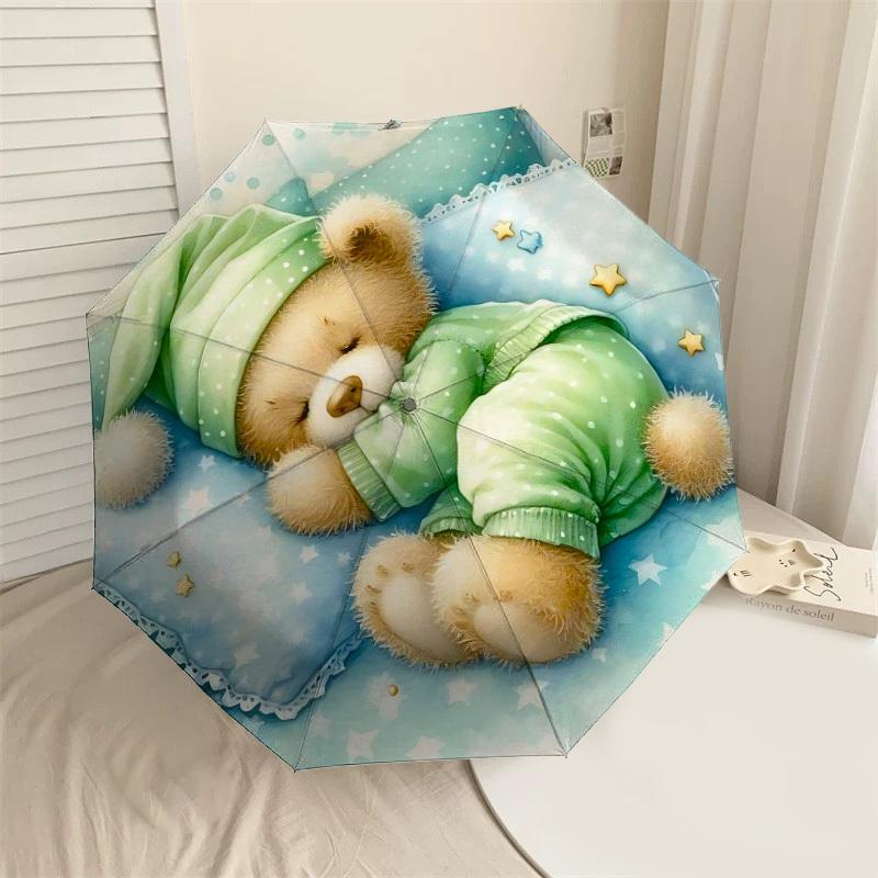 

1PC Bear, pajamas Umbrella-8-Rib Reinforced Portable Folding Travel Suitable for All Seasons Outdoor Daily Use-H0368