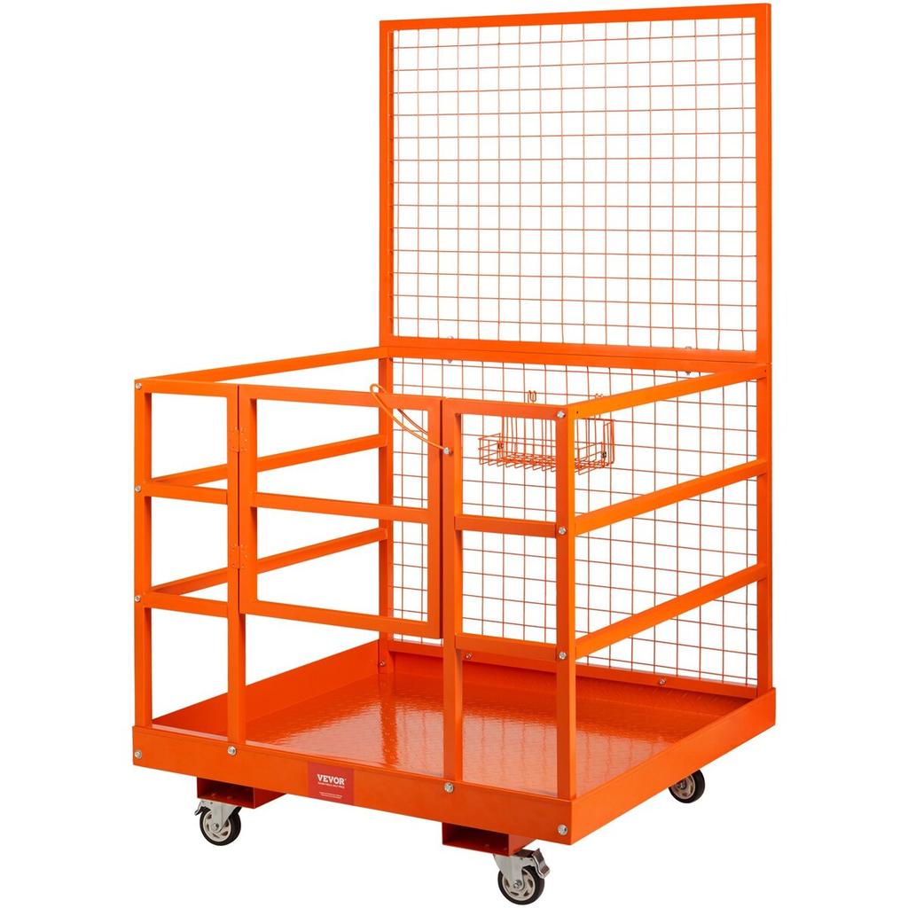 Plataforma de Trabajo de Jaula de Seguridad para Carretilla Elevadora 43x45in 1400lbs con Ruedas para Aérea