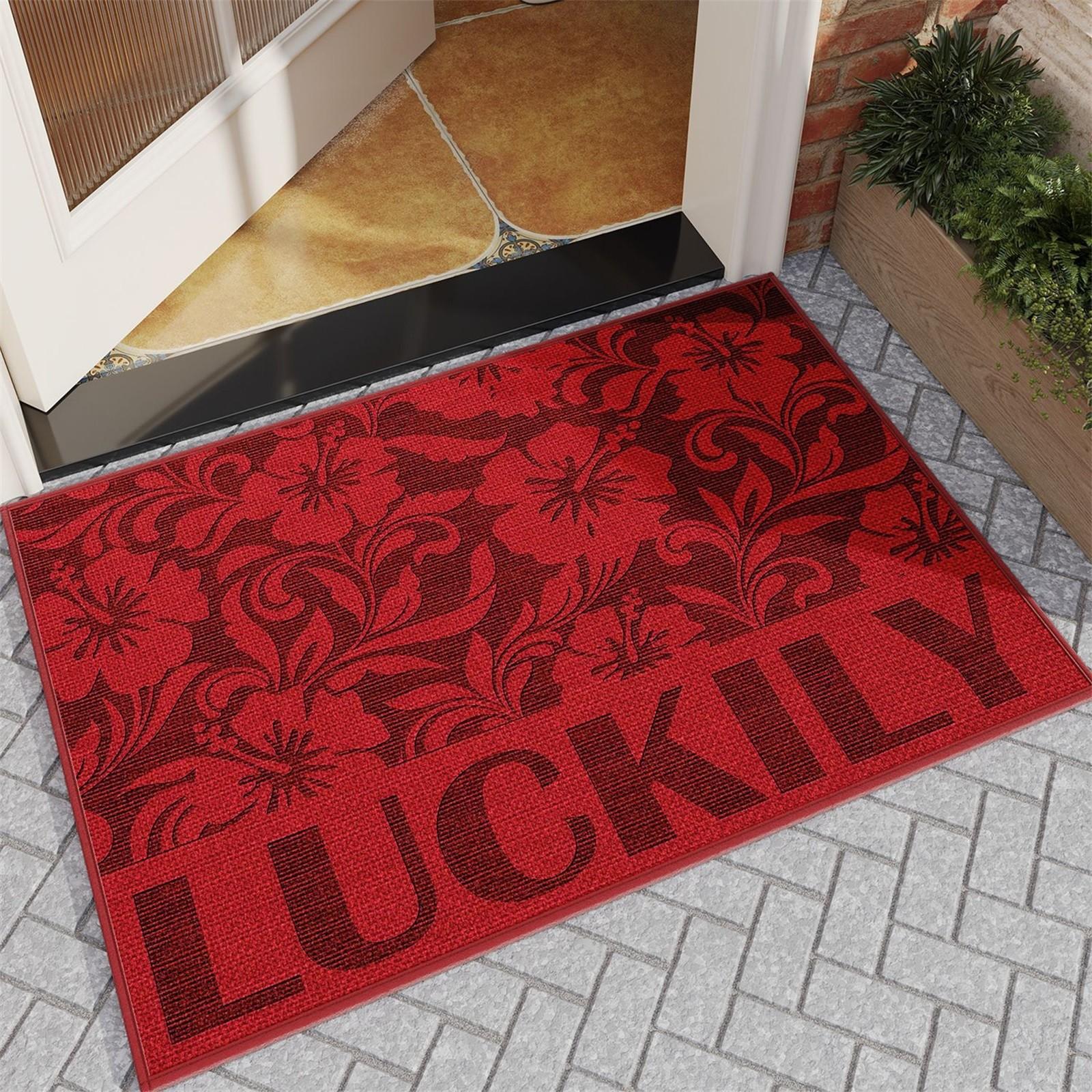 

Коврик для входной двери, красный праздничный ковер, нескользящий и грязеотталкивающий коврик для ног у входа, новогодний коврик для прихожей дома 60x90 см One Size