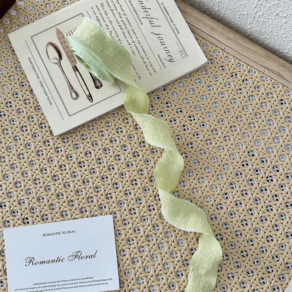 Crinkled Silk Ribbon: Floral Decorative Wrapping Tape