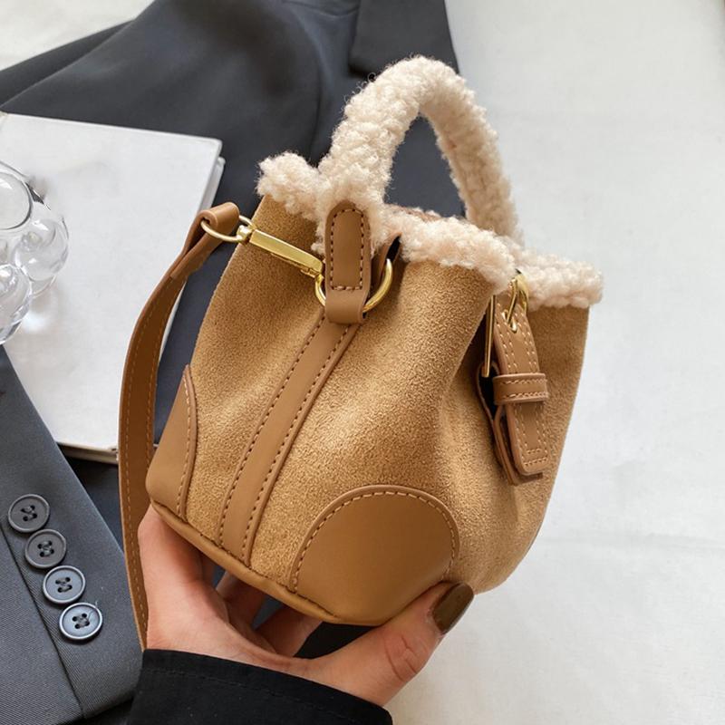 Autumn and Winter Women's Shoulder Bag Casual Retro Plush Bag Versatile Mini Portable Bucket Crossbody Bag KTY