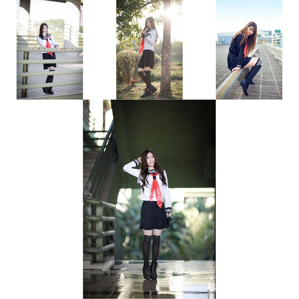 Elegant Women's Long Sleeve School Girl Uniform Sailor Dress For Cosplay Enthusiasts