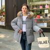 Women's Autumn Winter Hooded Solid Color Fur Collar Pocket Parka Zipper Loose Short Cotton Coat