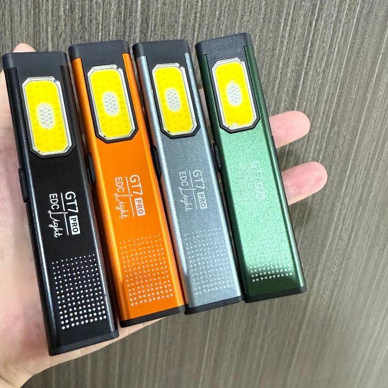 Ultra-thin Multi-Mode Pocket LED Flashlight Compact Type-C Rechargeable Red/Blue Stroabe Light for Work Everyday Carry & Travel