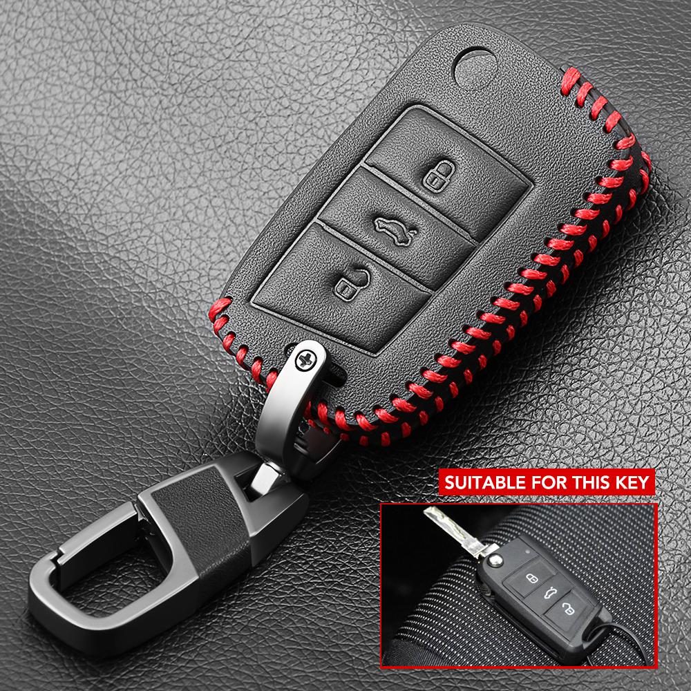 

Новий шкіряний фліп-чохол для ключів від автомобіля для VW Volkswagen Polo Golf Passat Beetle Caddy T5 Up Eos Tiguan Сидіння для Skoda Remote Fob Cover