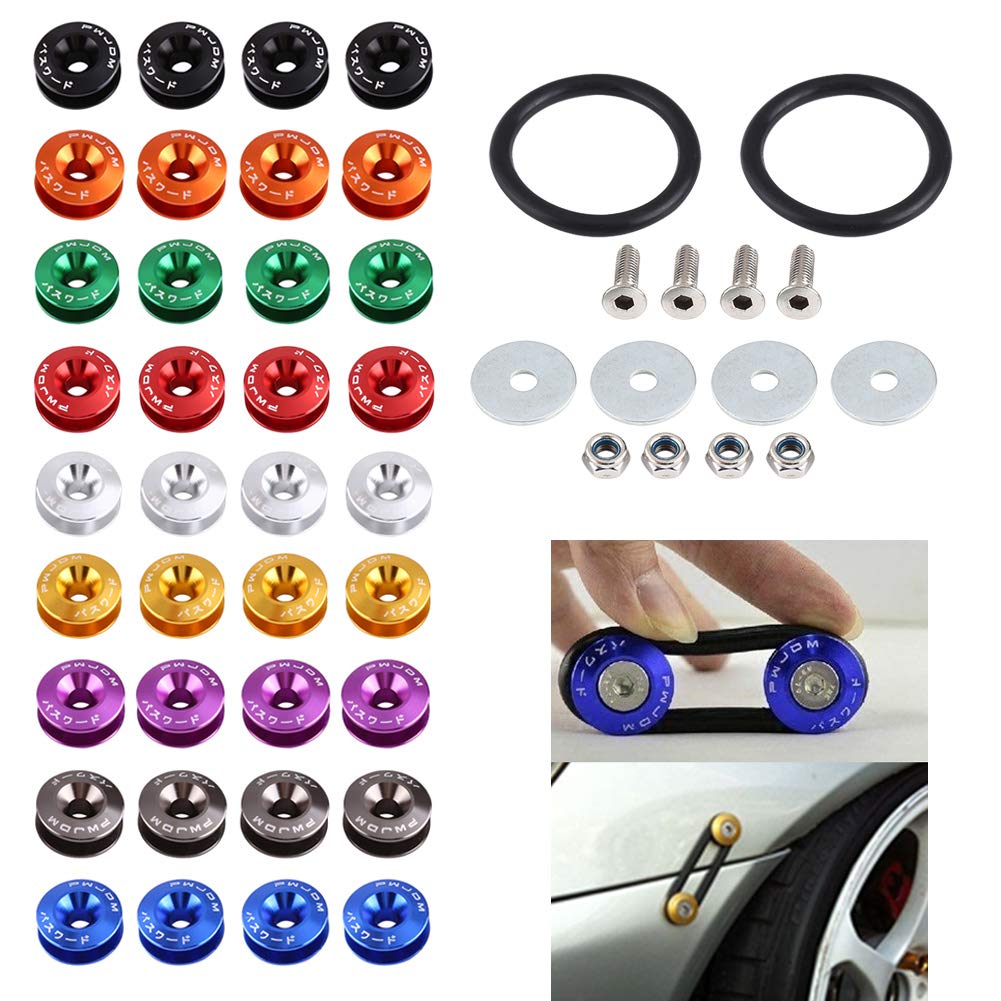 Aluminum Alloy Car Quick Release Fender Bumper Washers 9 Colors Set of 4 Durable (Yellow)