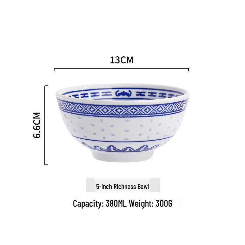 Exquisite Blue and White Retro Porcelain Bowl Set for Hotel and Home Use