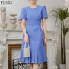 Women Casual Round Neck Summer Short Sleeve Elegant Dress
