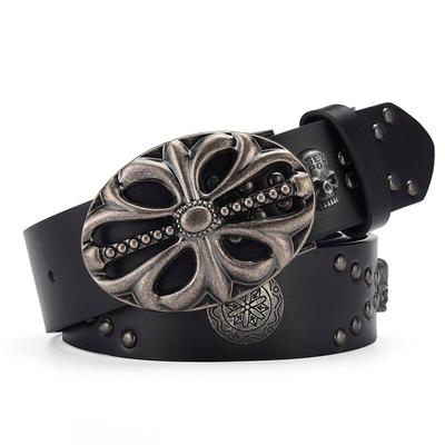 Pánský pásek pásek v bohémském stylu Vintage vykládaný Skeleton Head Dámský pásek Nýtovaný pásek Šestihvězdičkový pásek Punk Rock Sexpot Y2K pásek