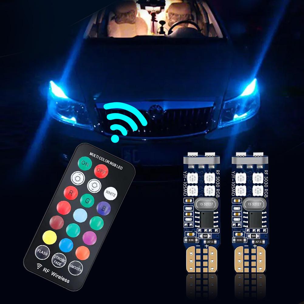 T10 RGB Led 194 168 W5W 3030 SMD Signal Lights RGB Automovie Interior Dome Reading Light WIith Remote Control Car Accessories