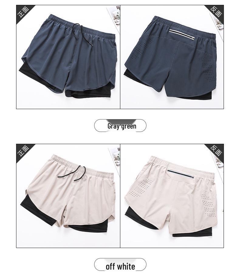 Men's Quick-Dry Double-Layer Running Shorts - Loose Fit, Anti-Exposure, Athletic Three-Point Design