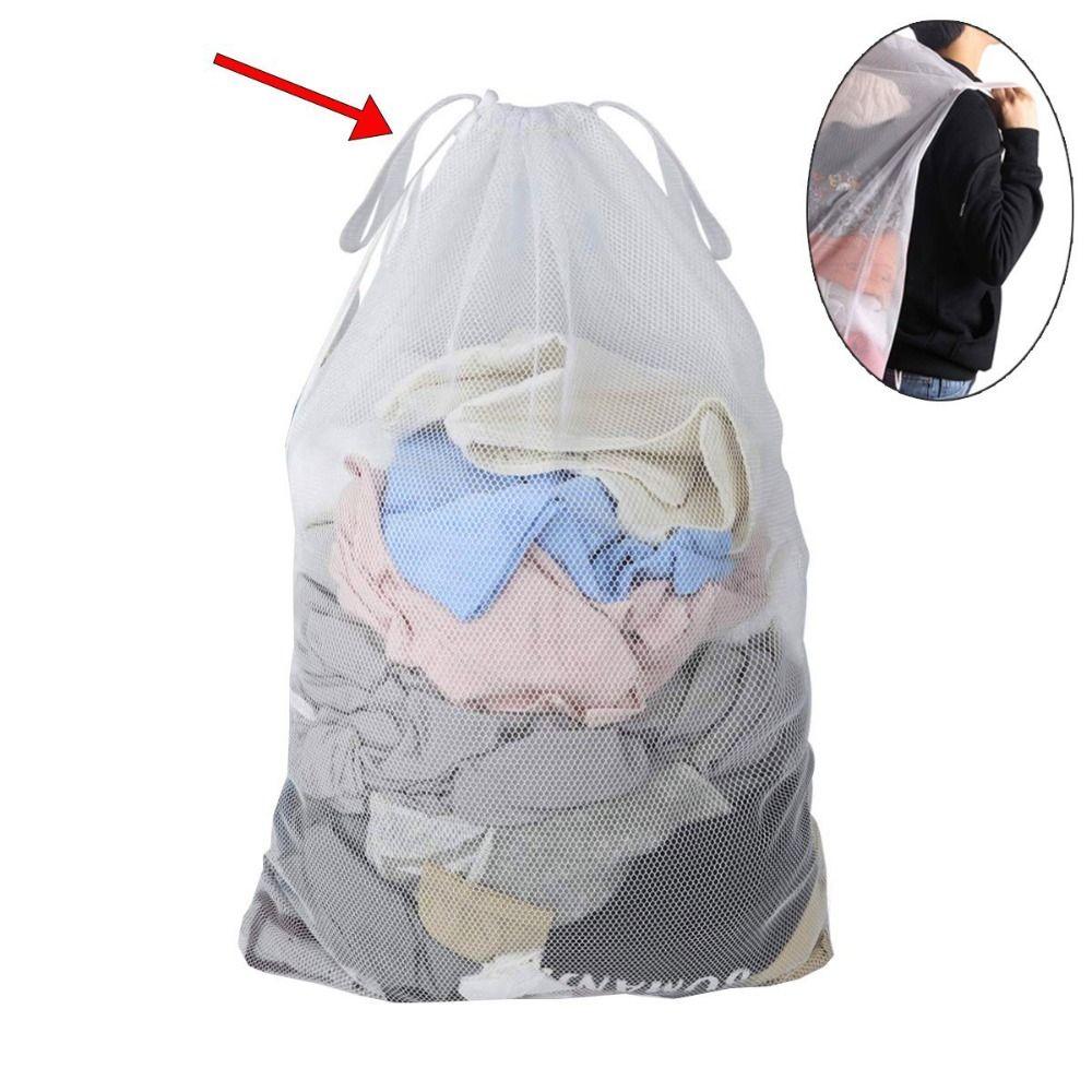 

Creative Large Size Storage Laundry Mesh Bag Useful Large Organizer Net Drawstring Wash Sack Washing Laundry Bag Clothes Bags Type1 белый