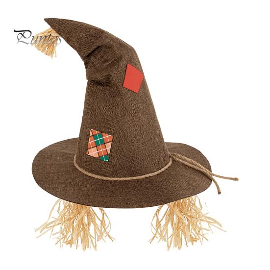 Halloween Carnival Hat Scarecrow Hat, Novelty Witch with Straw, Costume Creative Party Accessory for Cosplay Party, Festival Dress Up Prop