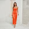 Women Solid Backless Bustier Dress Sleeveless High Waist Ankle Length Design Sense