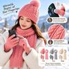 3Pcs/Set Thicken Winter Hat Scarf Gloves Set Warm Scarf Neck Warmer Suit Touchscreen Gloves  Unisex