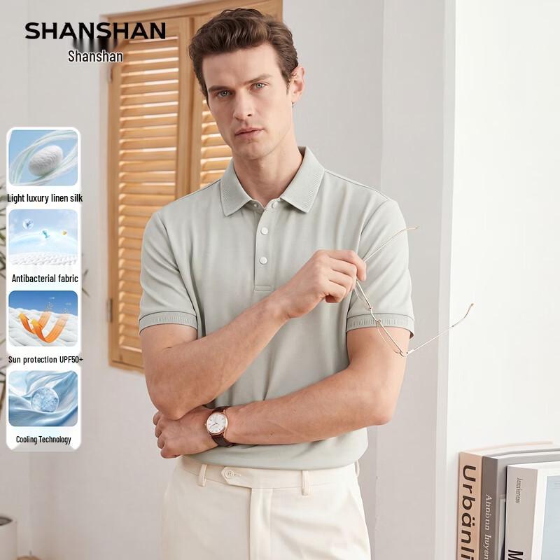 SHANSHAN Men s Cool Touch Antibacterial Polo T-Shirt XL