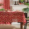1PC Christmas Biscuit Man Print Japanese Cotton and Linen Red Festive Table Cloth Decoration Kitchen Rectangle