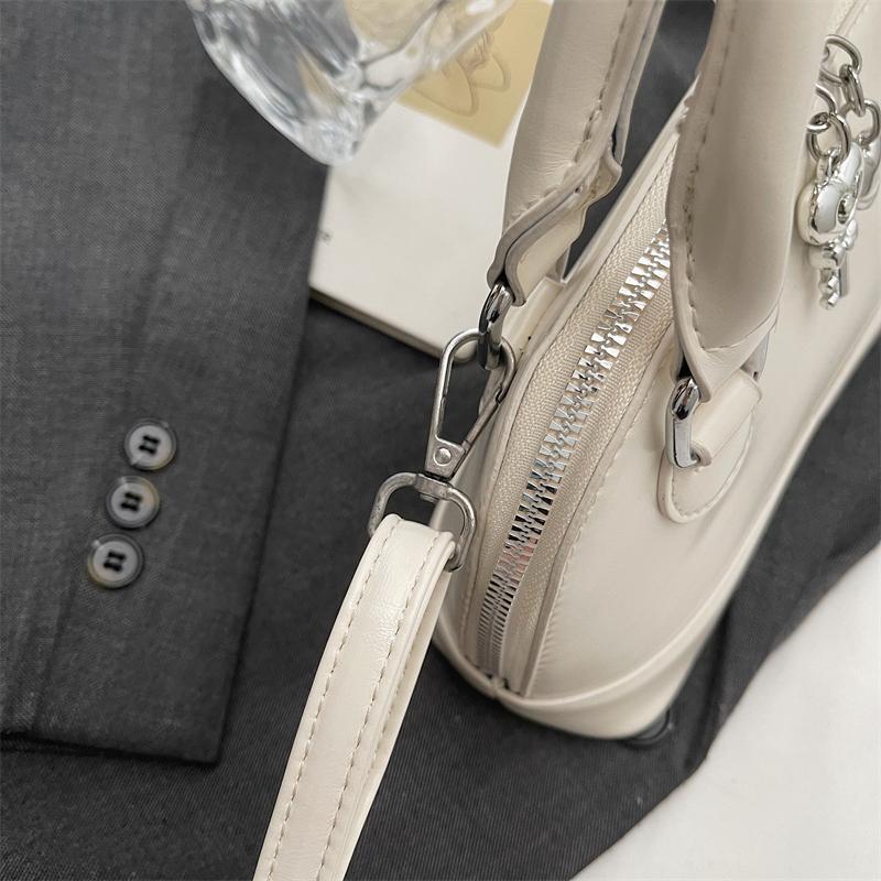 Glossy PU Handbag Women Fashion Mini Shoulder Bag Classic Oval Shape Crossbody Tote Bag