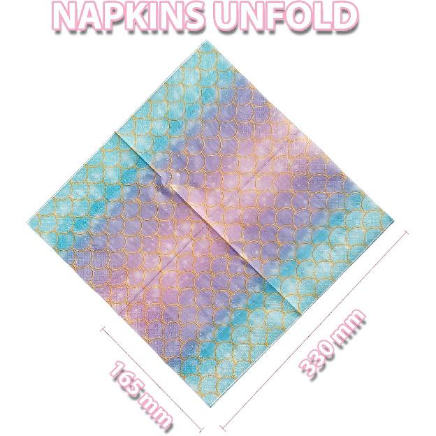 40 Pcs Mermaid Napk Paper Mermaids Themed Birthday Party Napk Mermaids Scales Pattern Napkin Mermaid Gender Reveal Party Decor