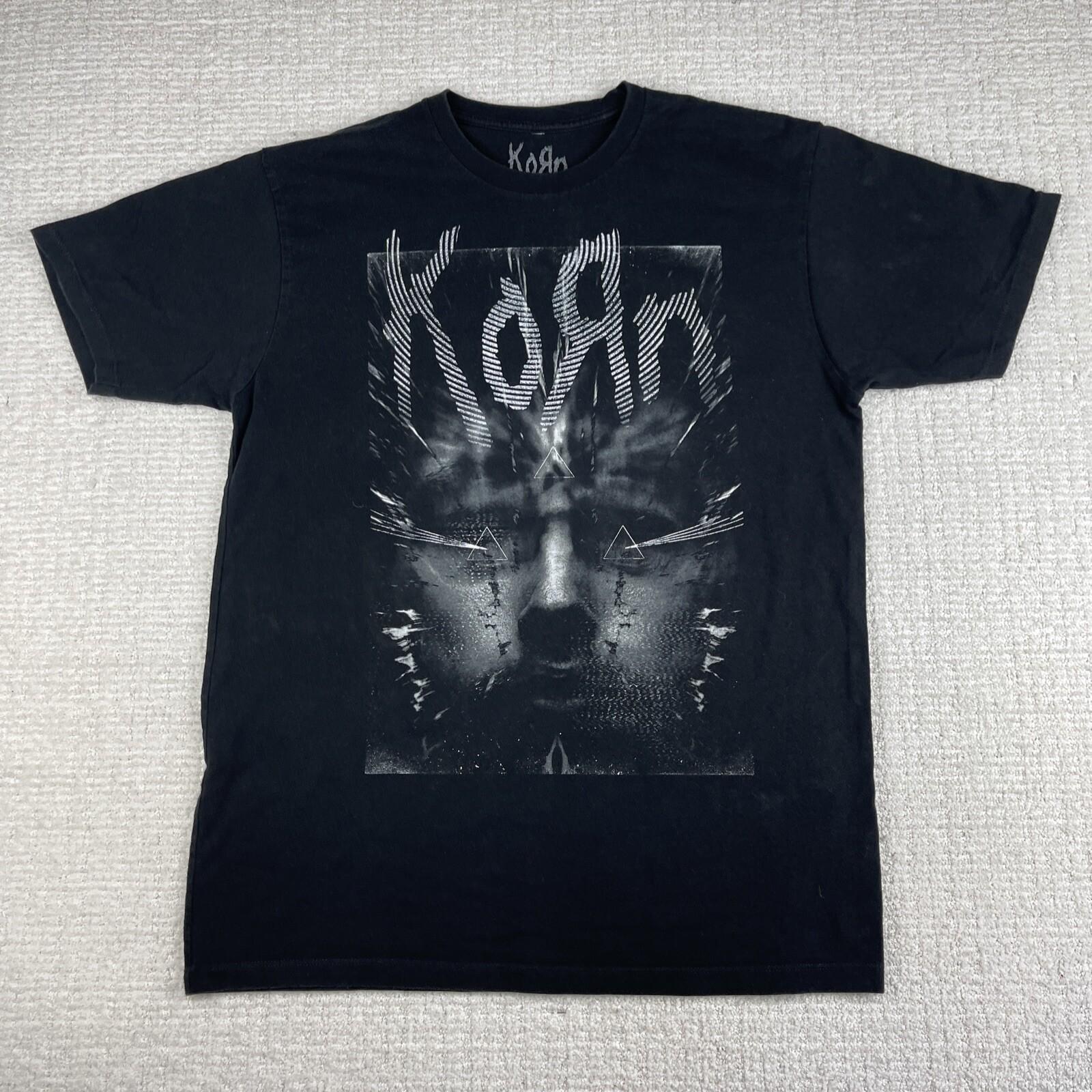 Y2K Korn Graphic T-shirt Mens Large Black Short Sleeve Music Band XL