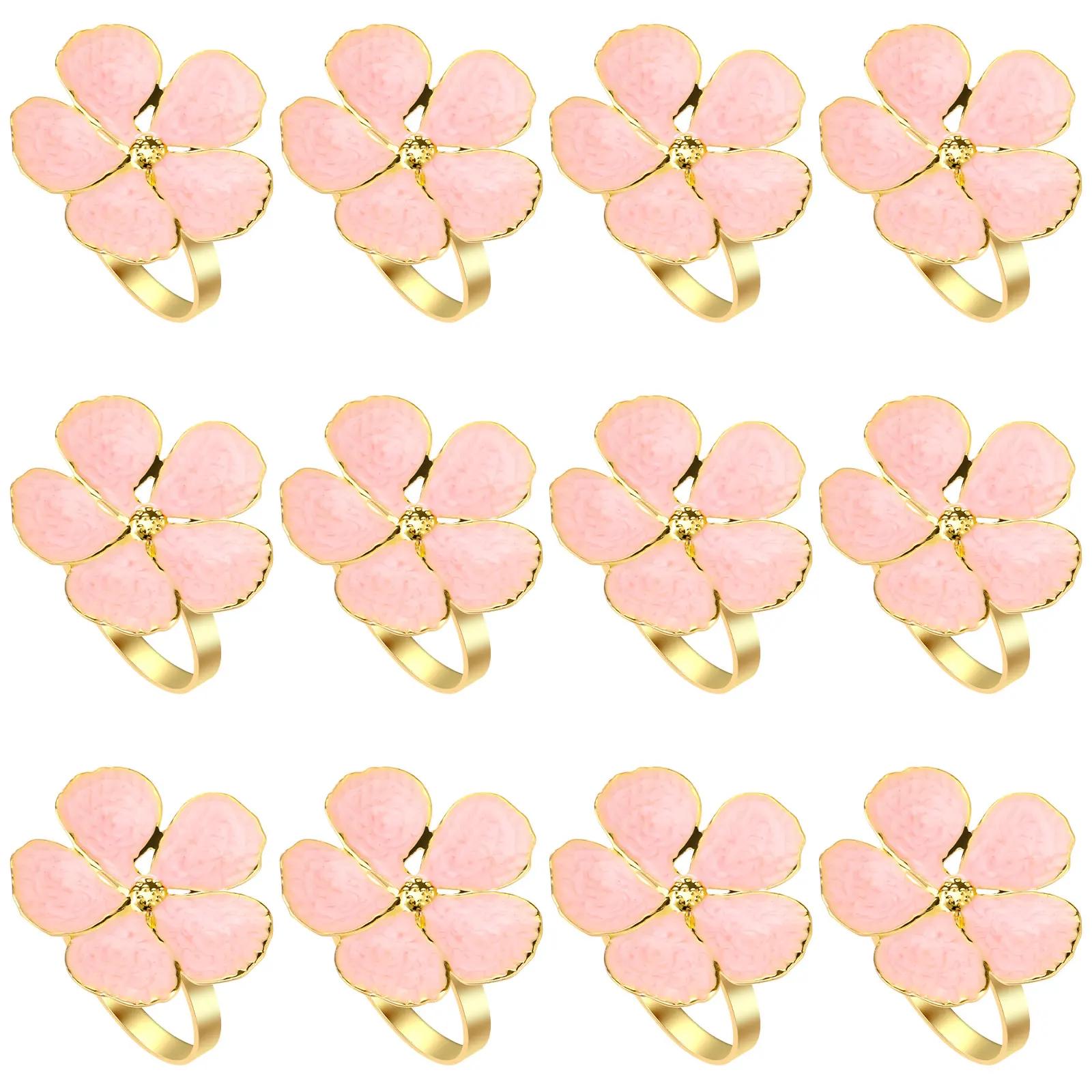 

Набор из 12 шт. розовых колец для салфеток в виде цветов, держатели для колец для салфеток из алюминиевого сплава, декоративные пряжки для салфеток для свадебной вечеринки, украшение для обеденного стола