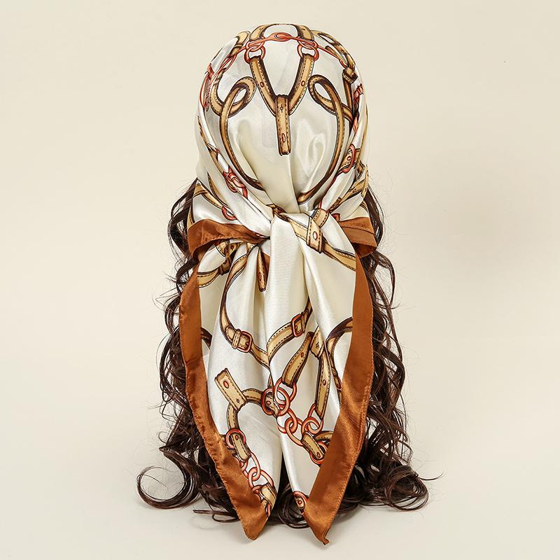 

Квадратный платок 85 см Шелковый платок с принтом цепей Шаль Многофункциональный шарф Для улицы Пляжа Путешествий Повязка на голову Ветрозащитный хиджаб