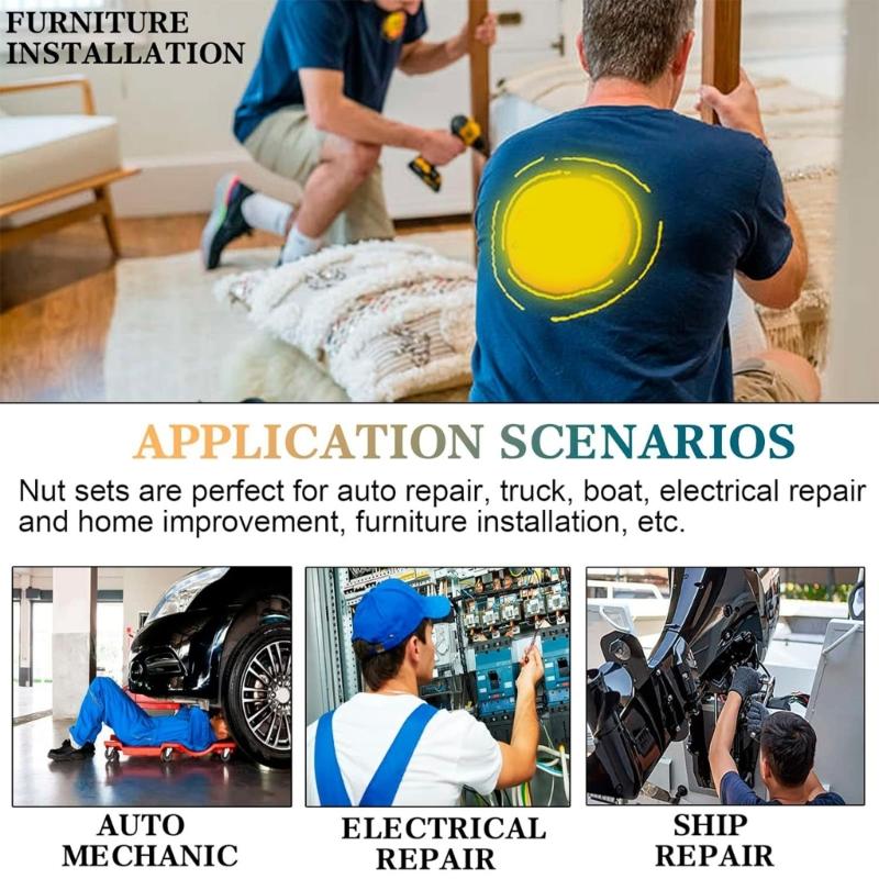 Practical Sturdy Flat Head Rivets Nut Set 400Pieces Sturdy Carbon Steel Nutserts Tool Set Daily Use Craft Supplies