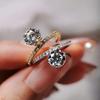 Luxury Female Rings  Sterling Silver White Crystal Stone Ring 6 Claws Zirconia Wedding Rings for Women Geometric Ring