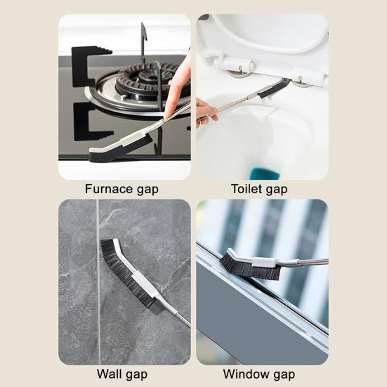 Crevice Brush Long Handle Easy Cleaning Narrow Gaps Stainless Steel Nylon Bristles Multi-angle Cleaning Brush