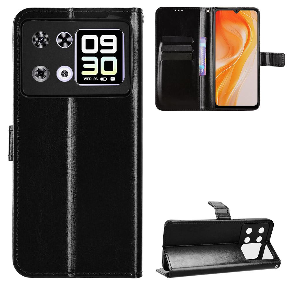 For Cubot P90 PU Leather Case with Strap Crazy Horse Texture Phone Wallet Cover