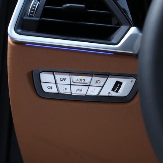 8PCS Silver Alloy Headlight Switch Button Sticker For Toyota Supra -24