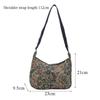 Fashion Vintage Crossbody Bag Half Moon Shape Printed Pattern Shoulder Bag Texture Handbag for Women