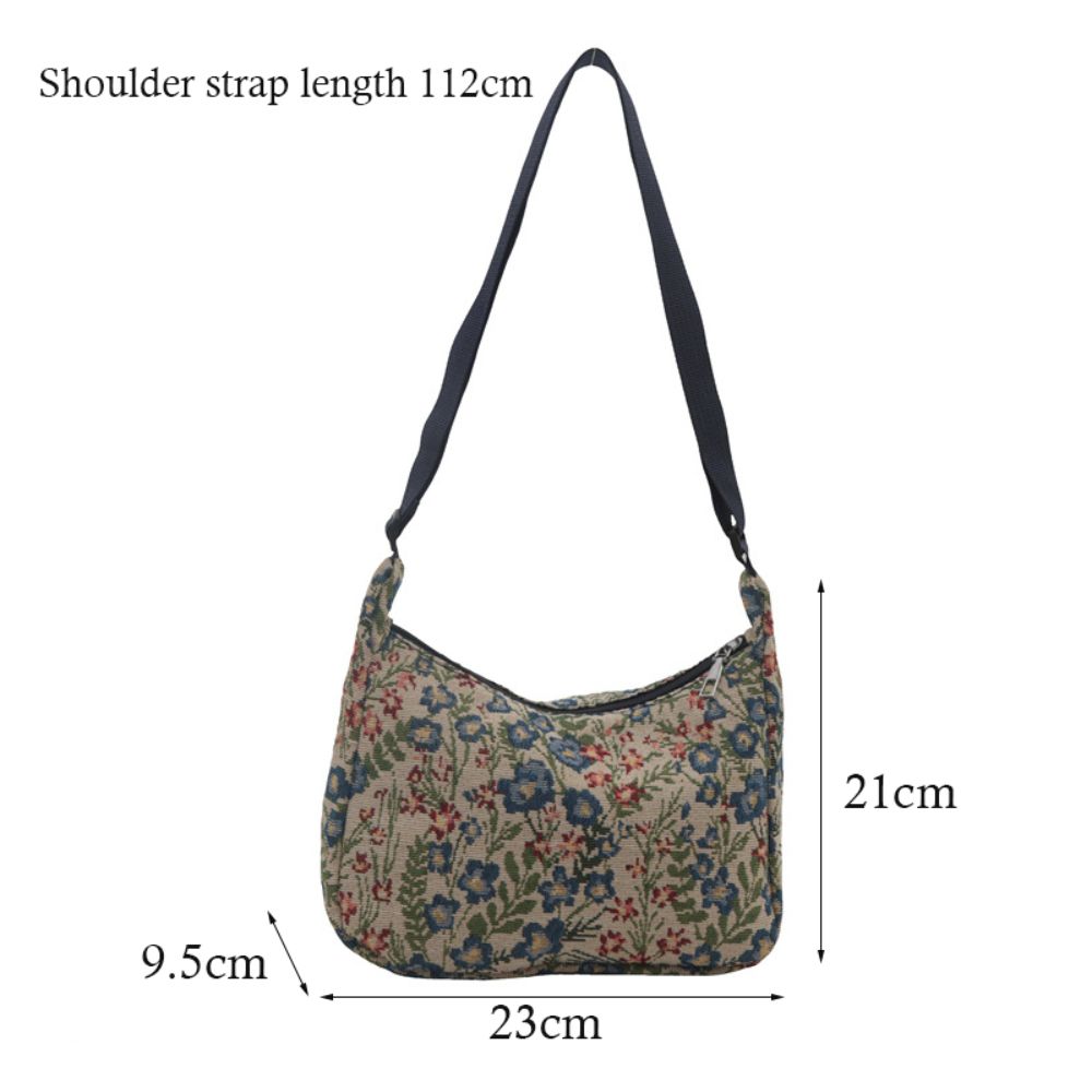 Fashion Vintage Crossbody Bag Half Moon Shape Printed Pattern Shoulder Bag Texture Handbag for Women