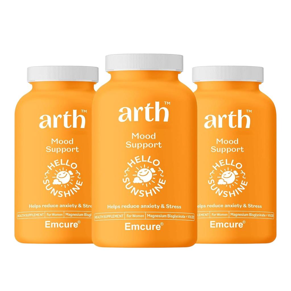 Arth Chelated Magnesium Bisglycinate Supplement With Vitamin D2 & B6 30 Veg Tablets X Pack of 3 For Muscle Recovery