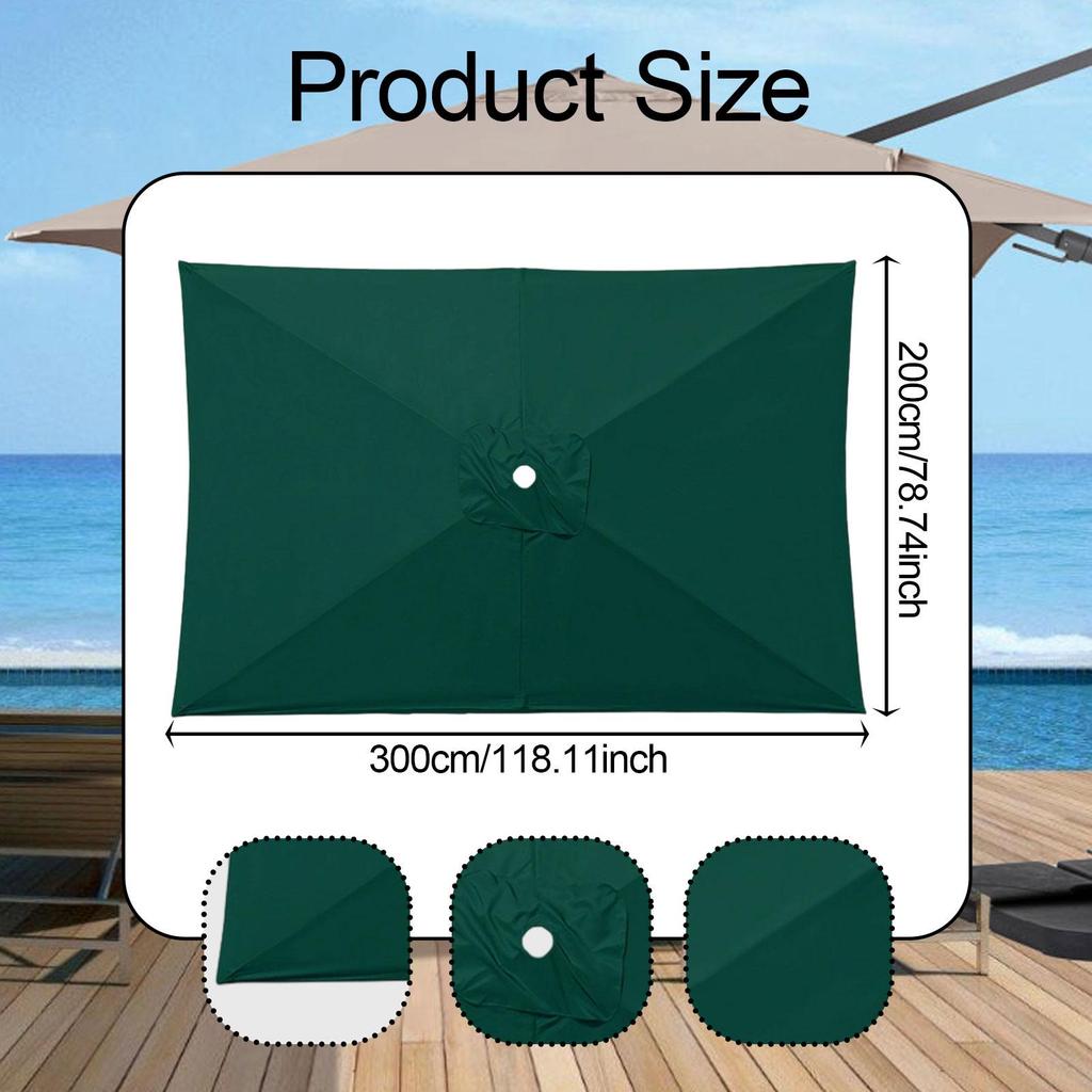 Umbrella Replacement Canopy 200cmx300cm Waterproof for Outdoor Use Home Deck
