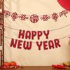 Red Happy New Year Banner Non-woven Fabric Spring Festival Hanging Ornaments  Party
