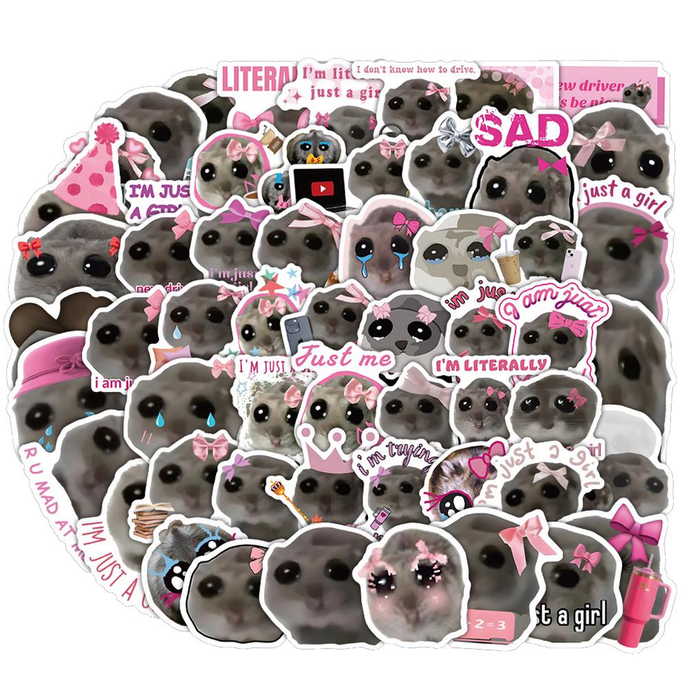 10/30/60pcs Kawaii Cartoon Sad Hamster Meme Stickers Cute Decoration Sticker Luggage Scrapbook Phone Graffiti Decal for Kids Toy