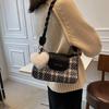 Damen Große Kapazität Ein-Schulter-Tasche Karomuster Umhängetasche Bürodamen Farbpassend Lässige Einkaufstasche
