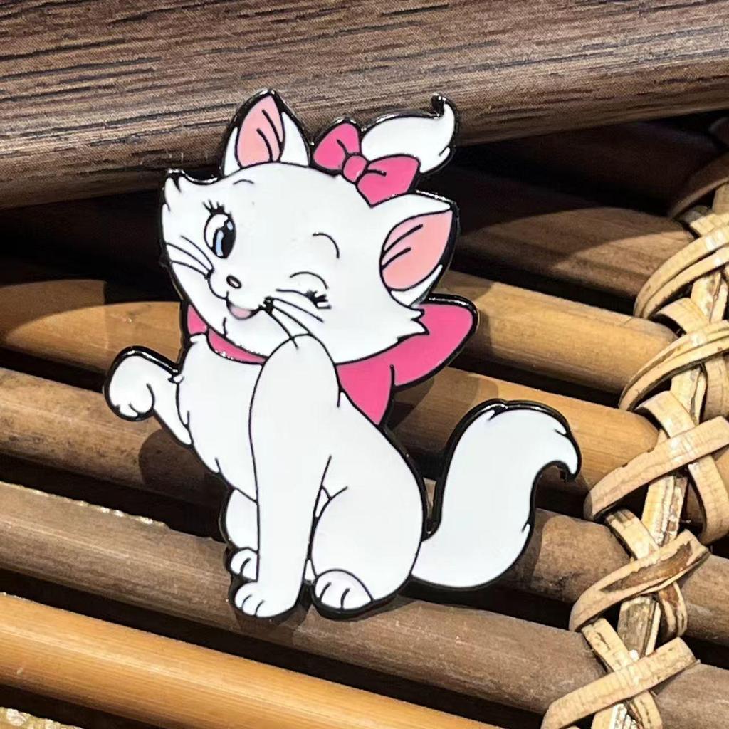 Evropský a americký kreslený roztomilý Marie Kočka Růžový smalt Mašle Kotě Slitina Brož Odznak