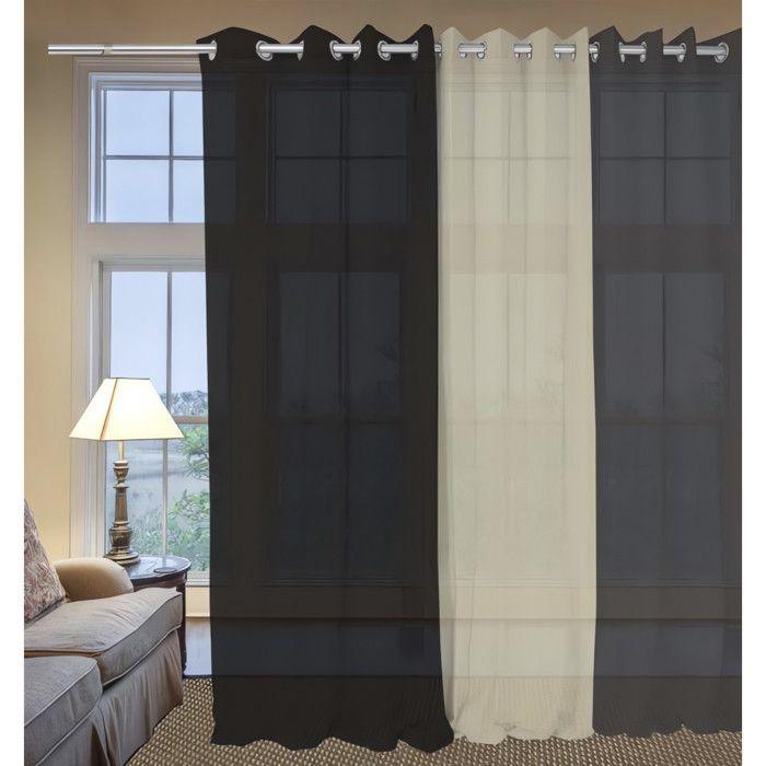 Voile à oeillets en coton 135x250 cm PANAMA noir, par Soleil d'Ocre