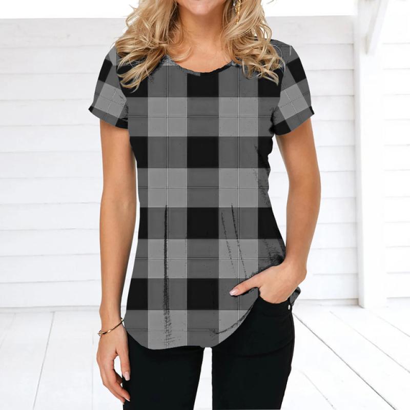 Vintage Damen T-Shirt Sommer Kurzarm Top T-Shirt Bunte Patchwork Kleidung O-Ausschnitt Übergroße Bekleidung Täglich für Damen T-Shirt