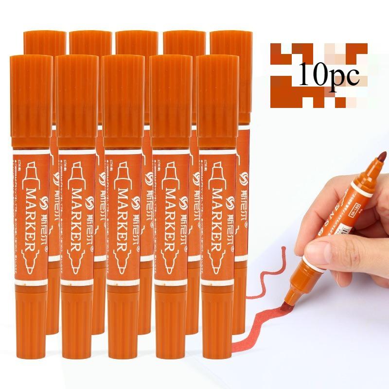 10pcs/set Twin Tip Colored Permanent Art Markers Pens Fine Point Waterproof Oily Black Ink Sketchbook Painting School Supplies