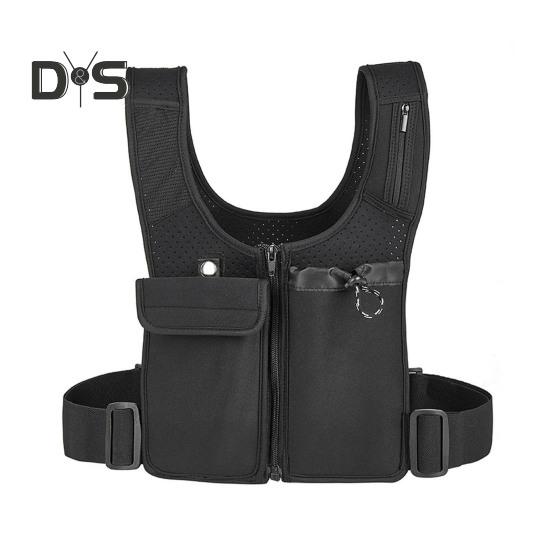 

Жилет для бега, нагрудная сумка для бега, водонепроницаемая нагрудная сумка для бега с двойными карманами для мужчин и женщин, жилет для бега по пересеченной местности, пешего туризма и велоспорта чёрный