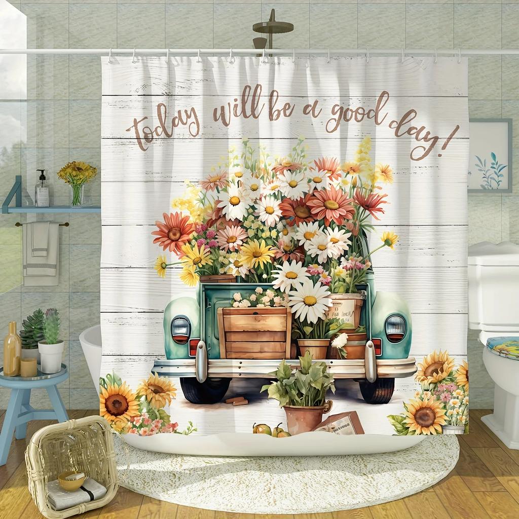 Elegant Watercolor Floral Design Waterproof Shower Curtain – Perfect for Adding a Vibrant and Artistic Touch to YourBathroom